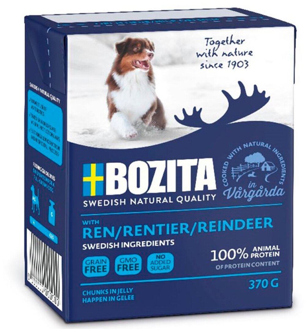 Корм Bozita Reindeer (в желе) для собак, с олениной, 370 г x 6 шт