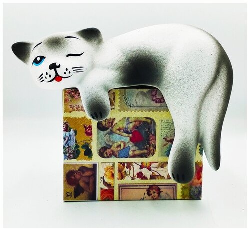 Статуэтка фигурка Кошка Соня белая 20 см керамик для интерьера, сувениры и подарки, декор для дома, фигурки коллекционные