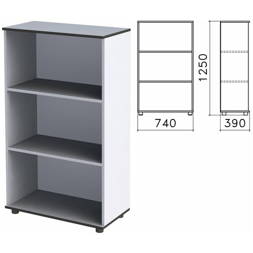 Шкаф (стеллаж) "Монолит", 740х390х1250 мм, 2 полки, цвет серый, ШМ51.11