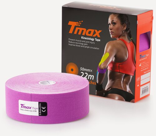 Изображение товара Кинезио тейп хлопок Tmax Extra Sticky 5см x 22м, лавандовый