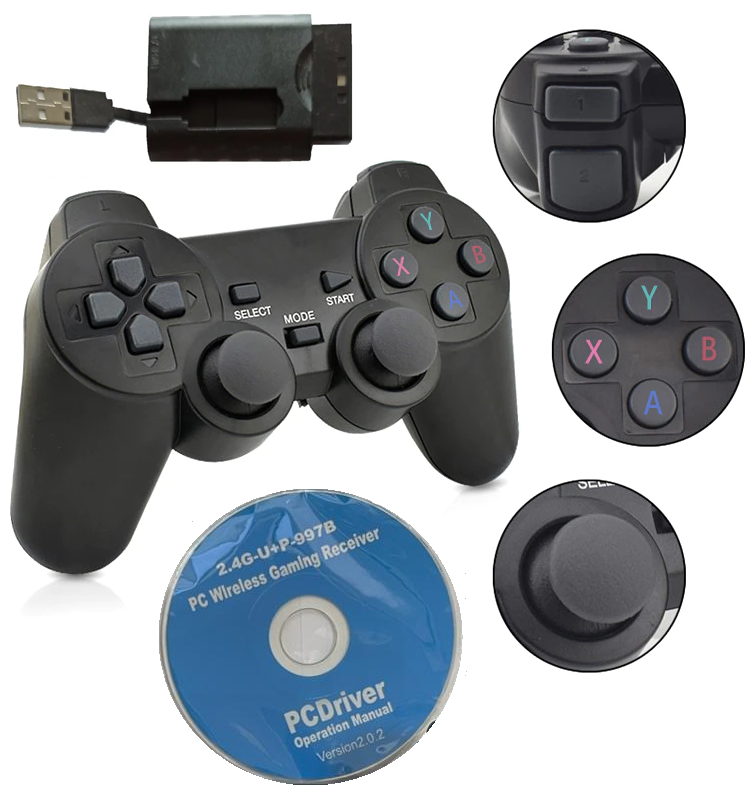 Беспроводной Геймпад/Джойстик/Контроллер для PS1/PS2/PS3/PC/Android/TV, черный