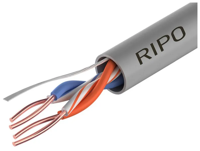 Премиум кабель витая пара для локальной сети LAN UTP2 CAT5E 24AWG Cu Ripo Premium Fluke test Флюк тест 100 метров 001-111041/100