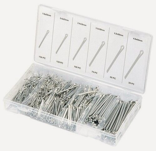 Изображение товара Набор шплинтов Сибртех , S головки х L: 1,6х25, 2,3х25, 2,3х38, 3,1х32, 3,1х50, 4х63 мм, 555 предм, 47604