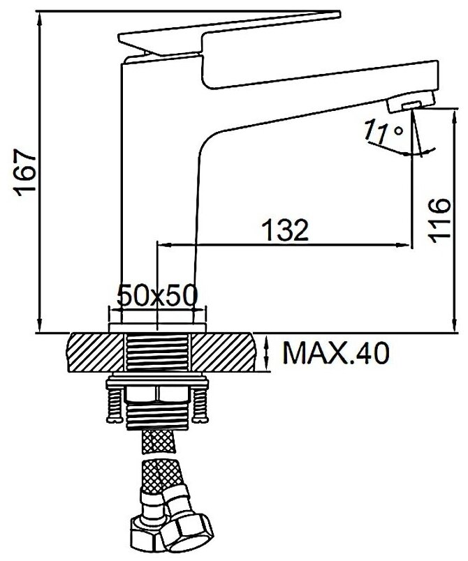 Смеситель для раковины Ledeme H78B L1078B черный - фото №2