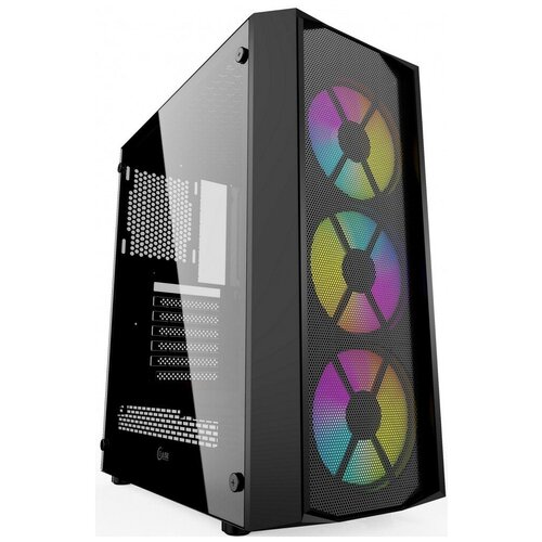 Корпус Powercase Rhombus X3 Mesh LED Black ATX, mATX, Mini-ITX, Midi-Tower, без БП, с окном, подсветка, 2xUSB 2.0, USB 3.0, Audio (CMRMX-L3)