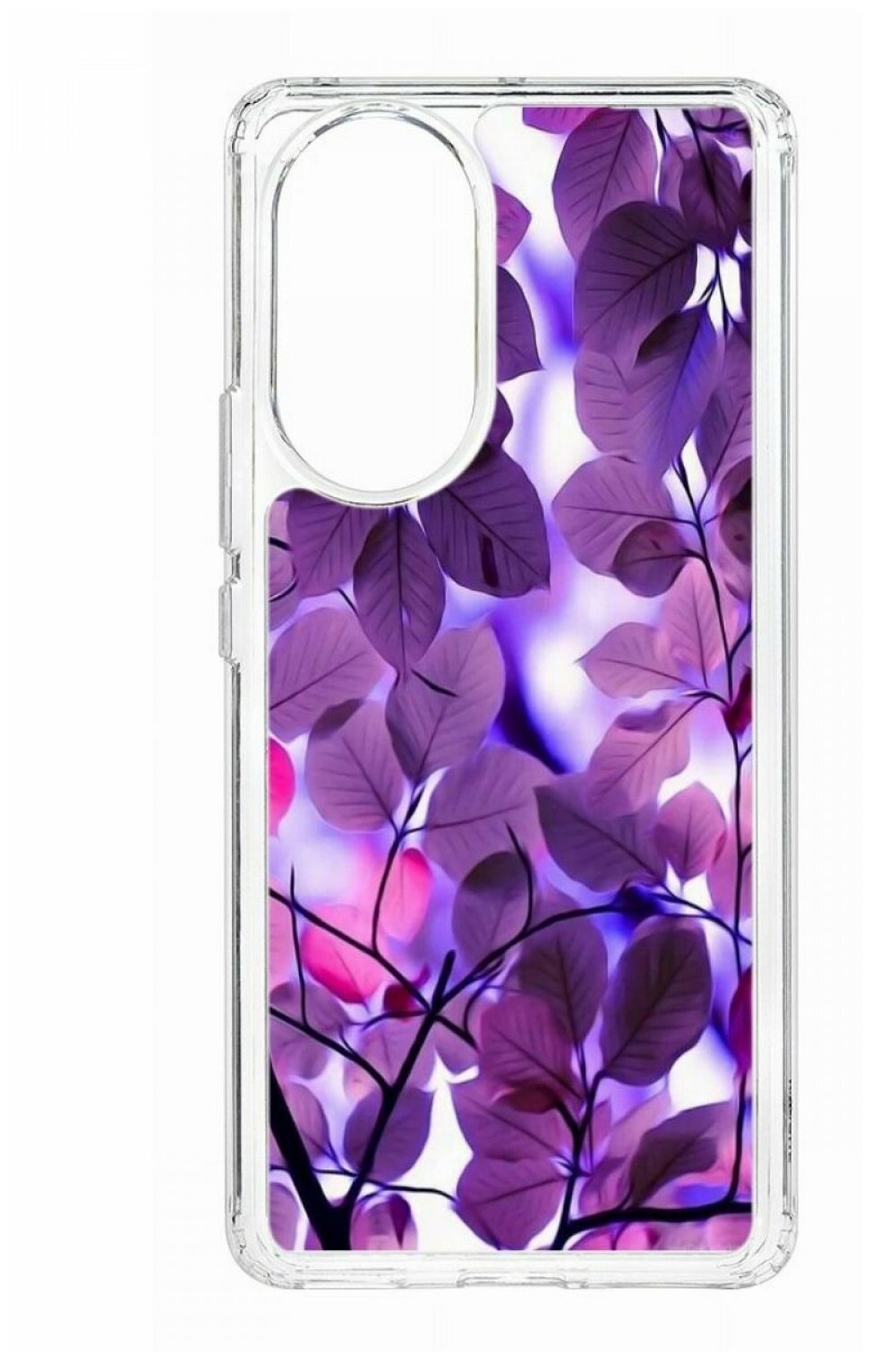 Чехол для Huawei Nova 9 Kruche Print Purple leaves, противоударная пластиковая накладка с рисунком, силиконовый бампер с защитой камеры, кейс с рисунком