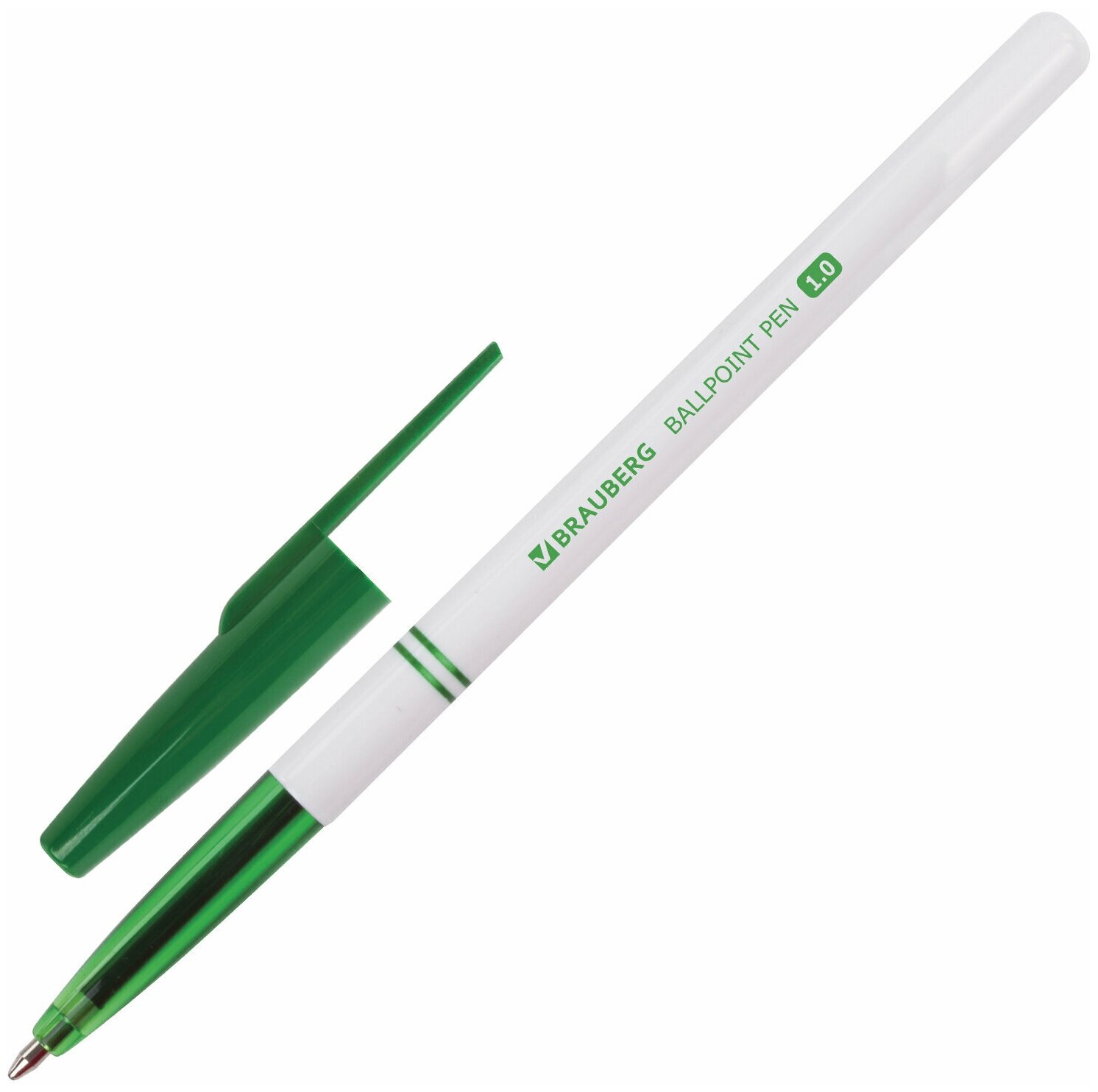 Ручка шариковая Brauberg Офисная зелен - фото №1