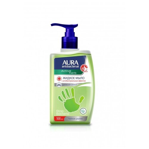 Мыло жидкое AURA Antibacterial Active антибак Чайное дерево флак/доз 0.5л