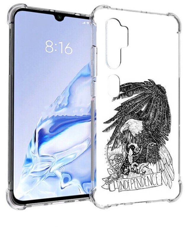 Чехол задняя-панель-накладка-бампер MyPads черно белый сокол для Xiaomi Mi Note 10/Mi Note 10 Pro/Mi CC9 Pro противоударный