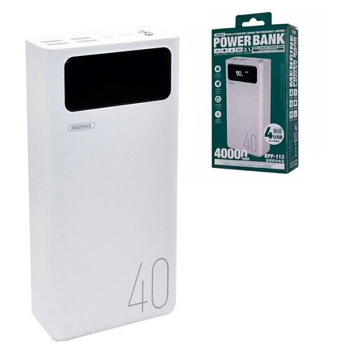 Внешний аккумулятор Power Bank Remax RPP-113 для 40000mAh 2A MicroUSB Type-C Lightning белый 339000₽