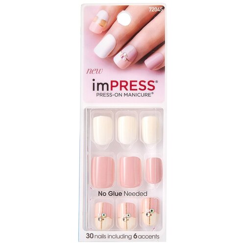 Твердый лак для ногтей короткая длина / Kiss Impress Press-On Manicure One Step Gel Head Honcha