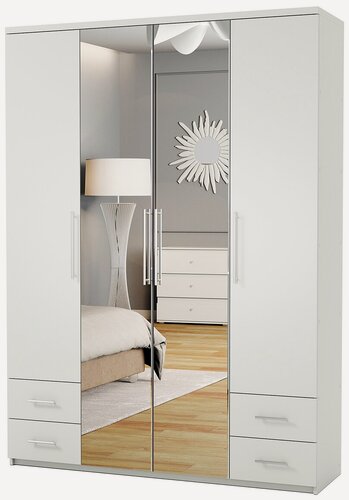 Изображение товара Шкаф четырехдверный Комфорт МКЯ2-43 120х45 с зеркалами белый