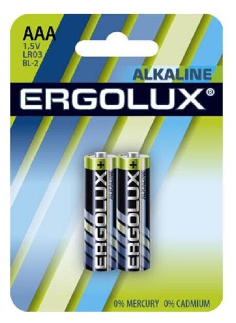 Элемент питания алкалиновый AAA/LR03 1.5В Alkaline BL-2 (блист.2шт) Ergolux 11743