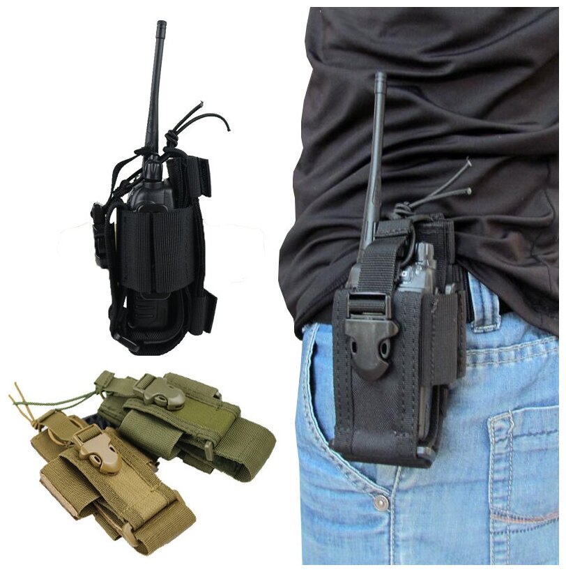 Тактическая сумка чехол для рации Baofeng Retevis Kenwood TYT Abbree, универсальный подсумок для радиостанции на лямку, ремень, рюкзак, Army Green