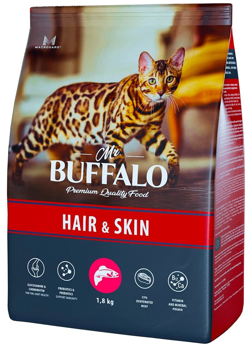 Mr.Buffalo Adult Hair & Skin Корм для кошек (лосось) 400г - фотография № 1