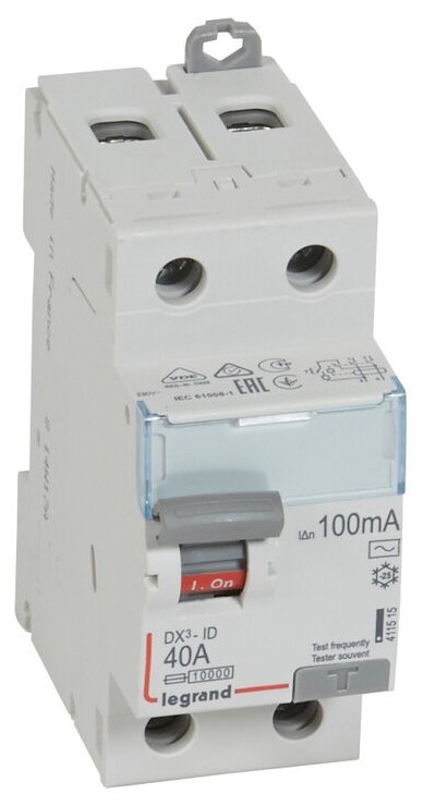 УЗО DX3 2П 100mA 40А тип AC. Legrand 411515