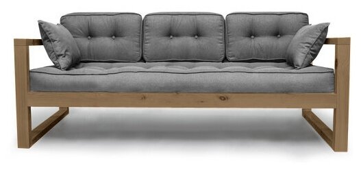 Прямой диван трехместный DEmoku Д-3 СС (цвет ткани: серый, цвет дерева: холодный серый), механизм Нераскладной, 180х73х79 см