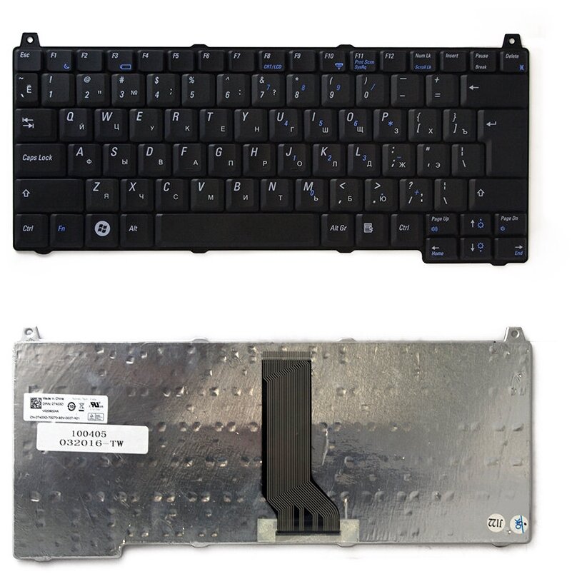 Клавиатура для ноутбука Dell Vostro 1710 1720 Series. Плоский Enter. Черная без рамки. PN: V081702AS.
