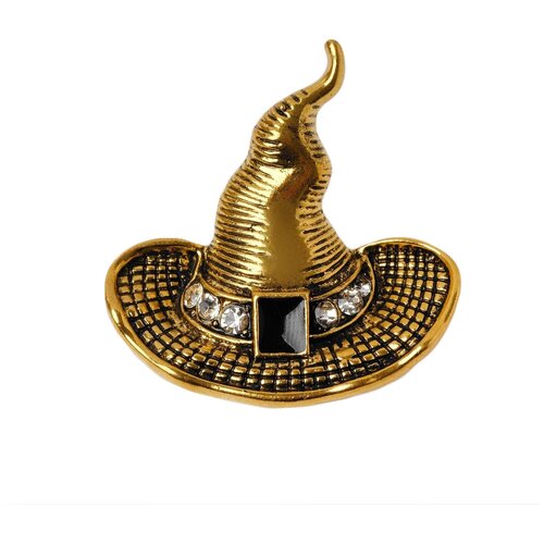 брошь tasyas волшебная шляпа серебро Брошь Queen Fair, эмаль, стразы, золотой, черный