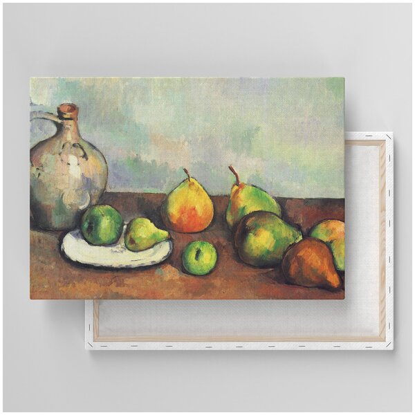 Картина на холсте с подрамником / Cezanne Paul / Сезанн Поль - Натюрморт с кувшином и фруктами