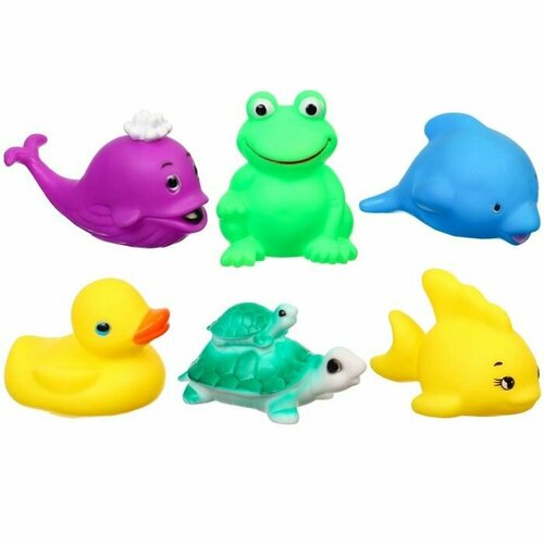 Набор резиновых игрушек для ванны Морские жители с пищалкой 6 шт Крошка Я 917₽