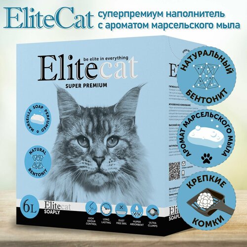Наполнитель для кошачьего туалета комкующийся с ароматом мыла EliteCat "Soaply", 6л