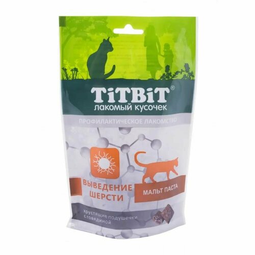 Titbit Лакомство для кошек Хрустящие подушечки с говядиной для выведения шерсти, 60 г