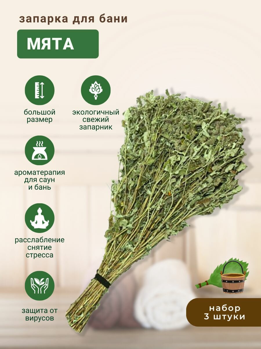 Запарка для бани Мята трава-запарник сухоцвет 3 шт.