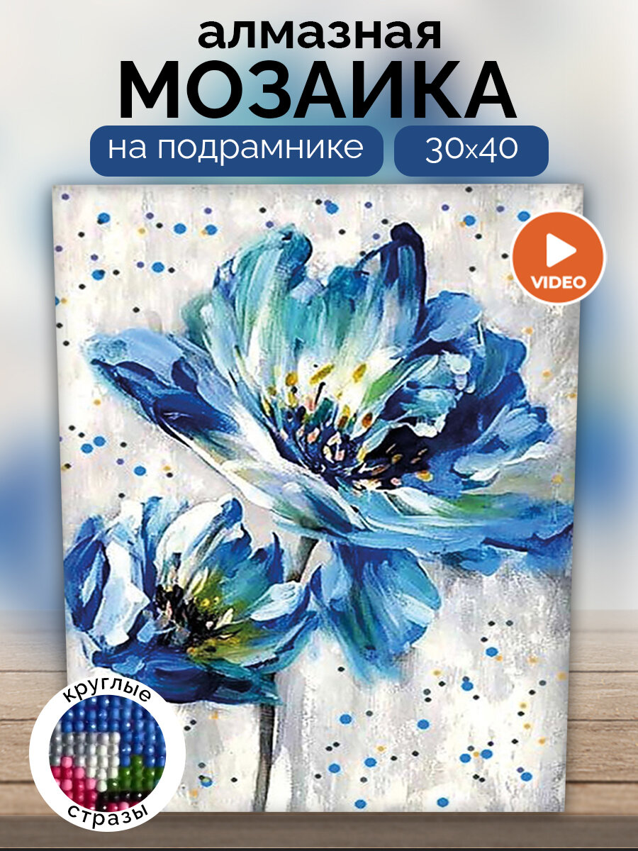 Картина алмазная мозаика на подрамнике 30х40 полная выкладка