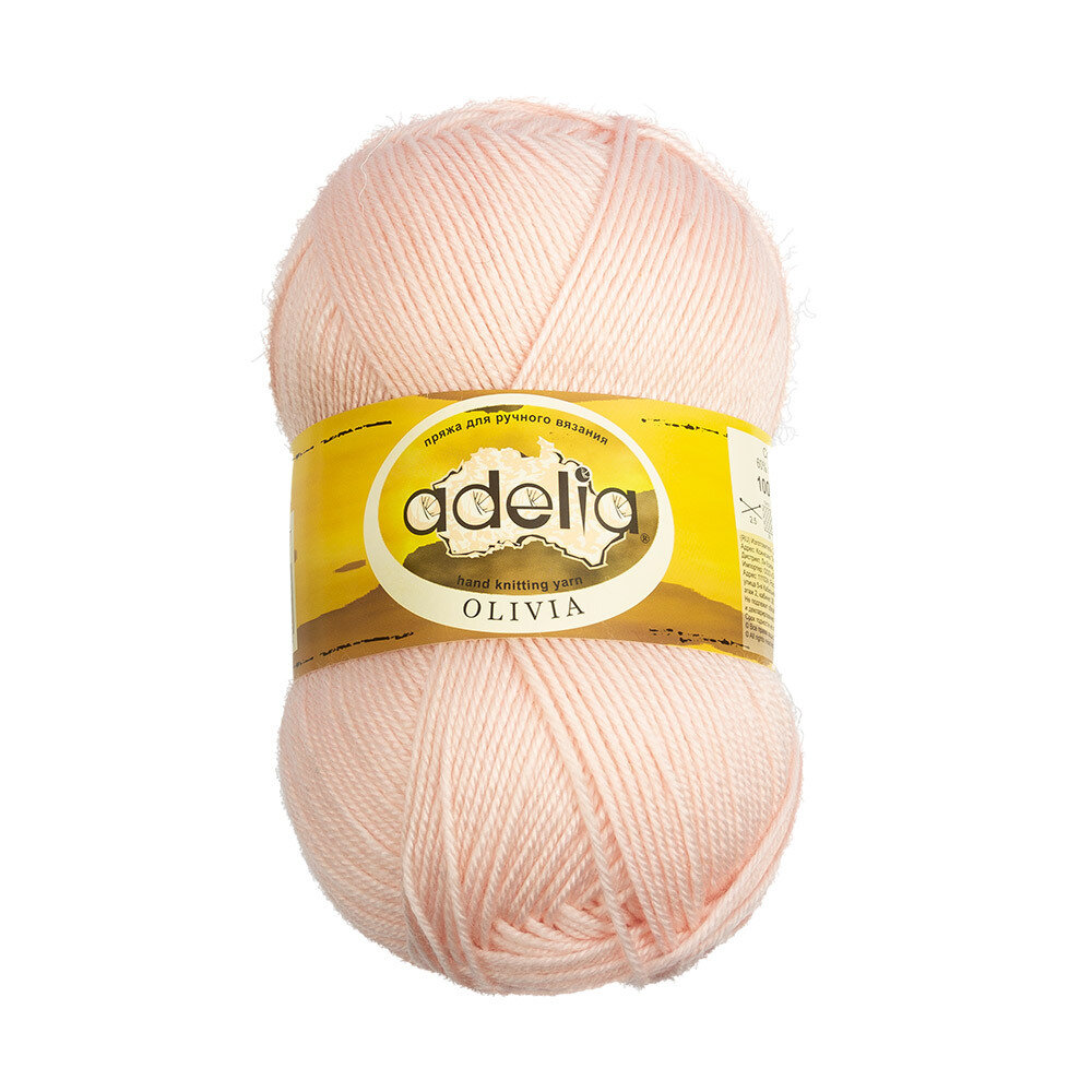 Пряжа Adelia "OLIVIA" 60% акрил, 40% шерсть 5 шт. х 100 г 250 м 10 м №27 розово-бежевый
