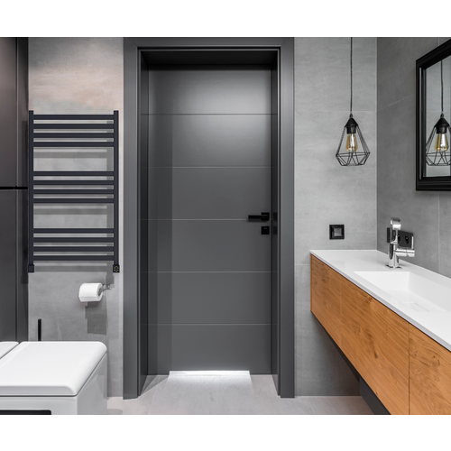 Электрический полотенцесушитель IZGIB ECLIPSE 800x500, таймер, терморегулятор, скрытое подключение нижнее правое, черный муар