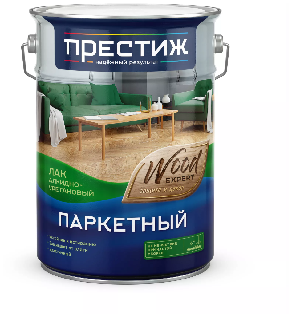 Лак паркетный Престиж, алкидно-уретановый, бесцветный, матовый, 5 л, 1шт, жестяная банка