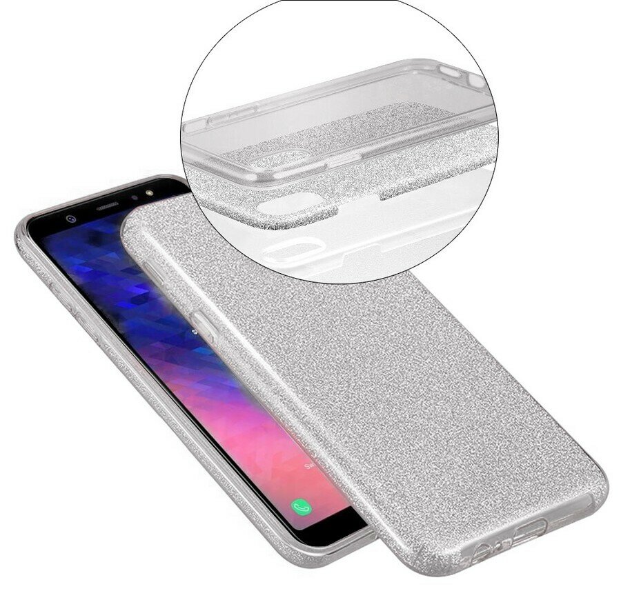 Силиконовая противоударная накладка Diamond для Samsung S21+ серебро
