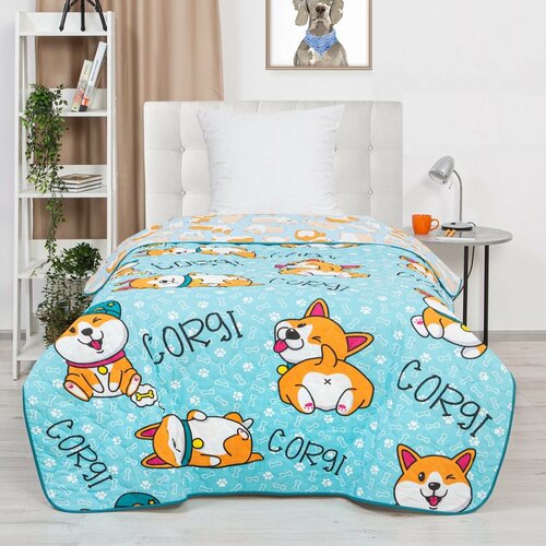 Покрывало Подростковое «Рыжик» из поплина 150х215 стеганое Корги