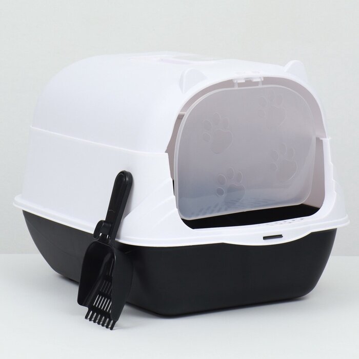 Изображение Туалет-домик "Пижон", для кошек, с совком, с бортиком, пластик, 35x50x35 см