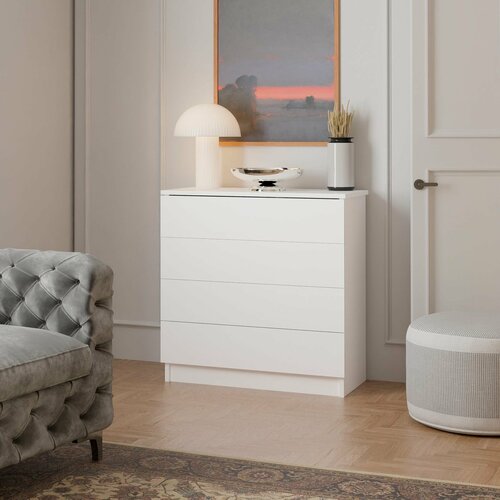 Dipriz Комод для одежды Марм 73х33х73 см c 4 ящиками с органайзерами, комод в скандинавском стиле белый