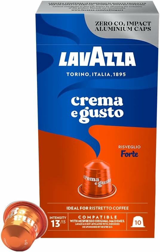 Капсулы Lavazza "Crema gusto Forte" ALU, для Nespresso Original, 10шт, средняя обжарка