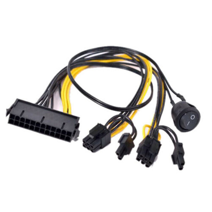 Кабель ATX Power 24Pin для двух 6+2 Pin 8 Pin с выключателем Вкл/Выкл Pcie 6Pin 8Pin Male To 24 Pin Female Power Supply