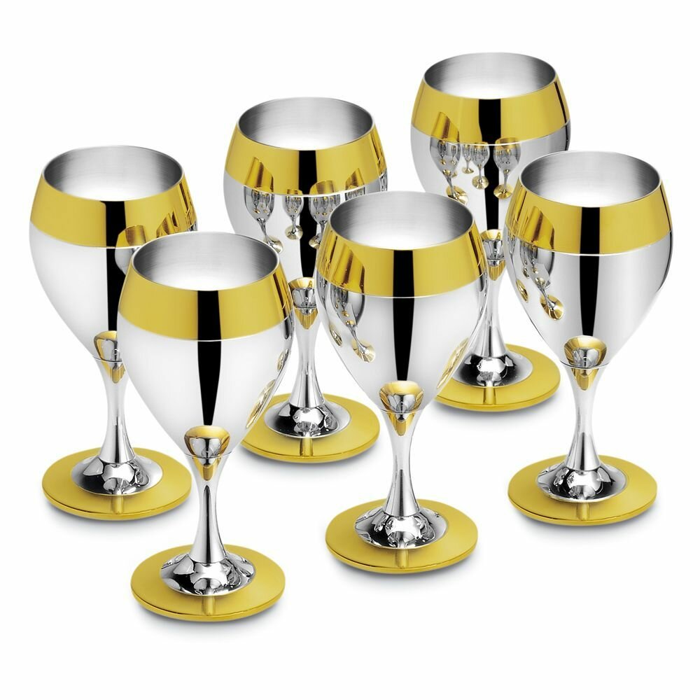Набор рюмок для ликера и водки Принц из нержавеющей стали с золотым декором/ 6 штук от Zepter