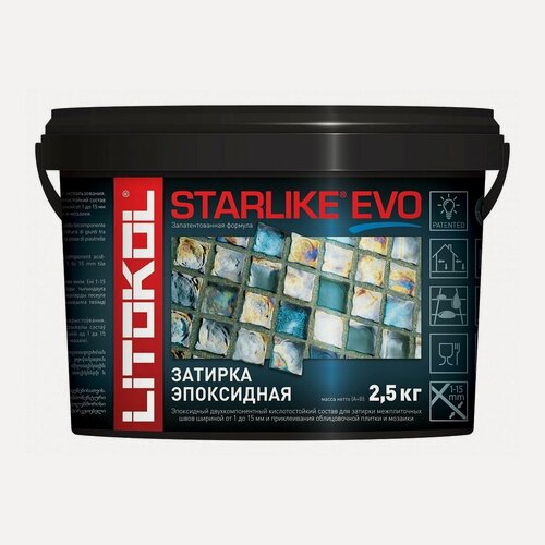 Изображение товара Затирка для плитки двухкомпонентная на эпоксидной основе Litokol Starlike EVO (2,5кг) S.113 neutro