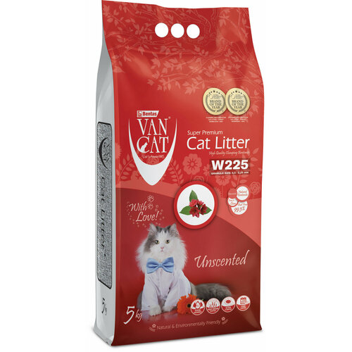 Van Cat Natural - комкующийся наполнитель "100% Натуральный", без пыли (5 кг)