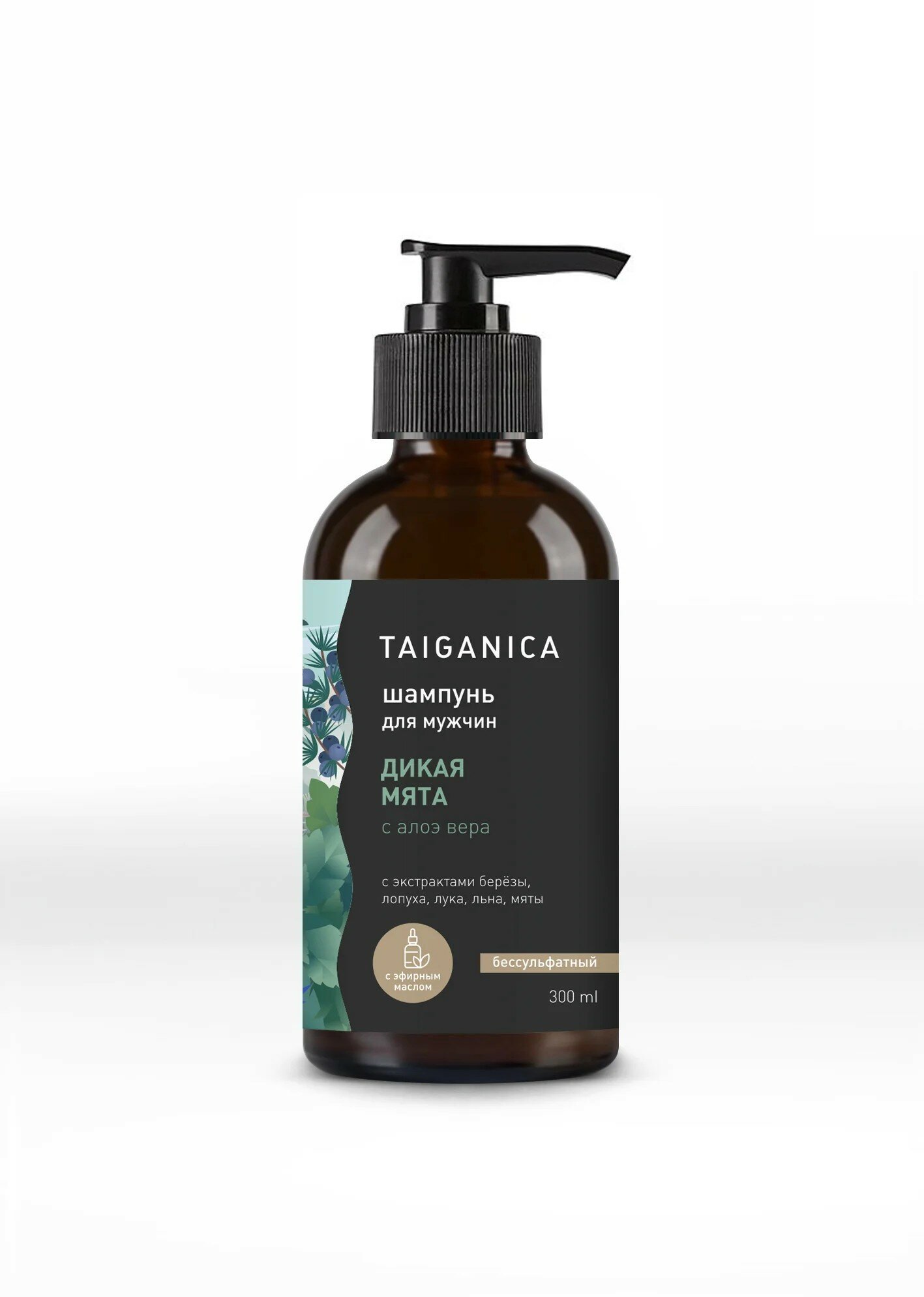 Шампунь TAIGANICA Дикая мята, бессульфатный мужской, 300 мл
