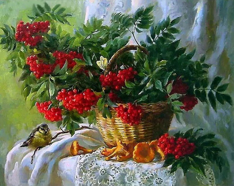 Алмазная мозаика на подрамнике 40x50 см. BoomBoomShop. "Рябина"