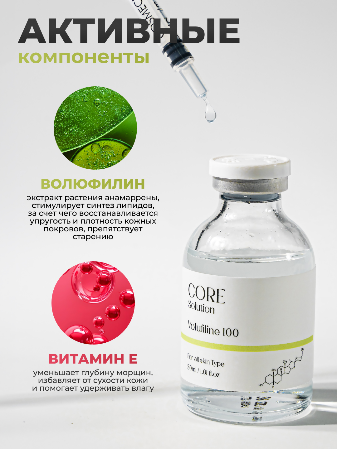 Matrigen Core Solution Volufiline 100 Ампульная анти эйдж сыворотка Волюфилин для мезотерапии, 30 мл — фото 1