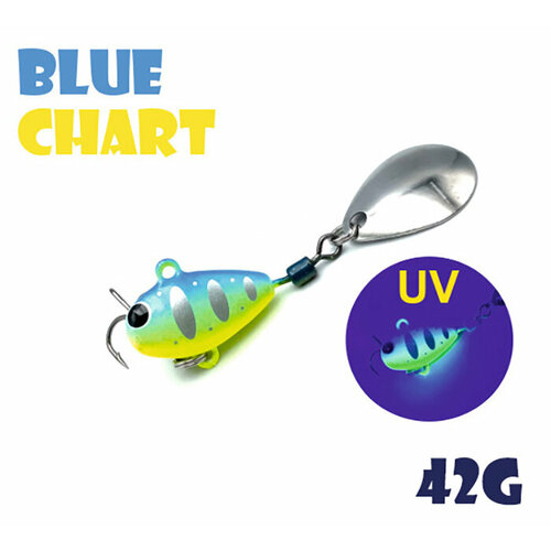 Блесна Тейл-Спиннер для рыбалки Uf-Studio Hurricane 42g #Blue Chart