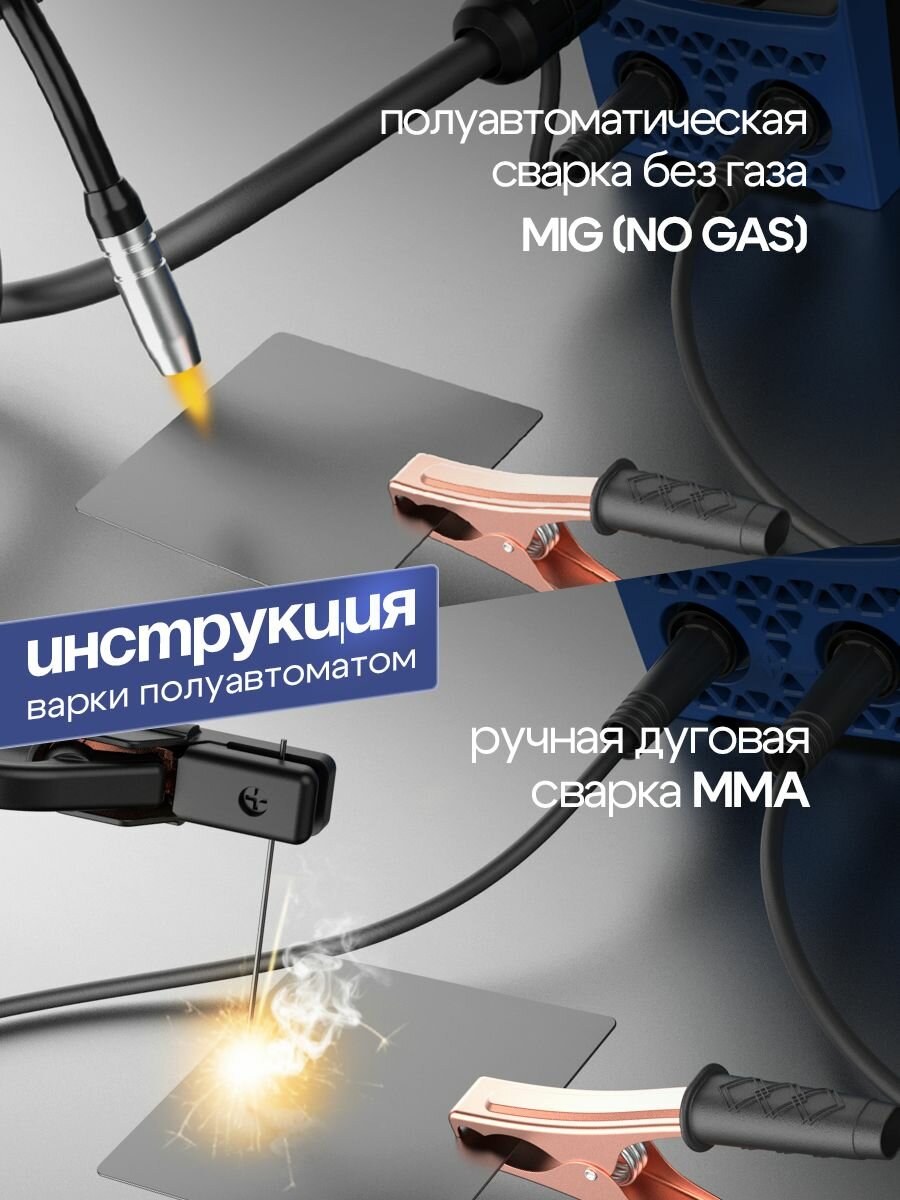 Сварочный аппарат инверторный 260 A PRO / Сварочный полуавтомат с газом и без газа SCHWARZ, MIG MAG MMA FCAW — фото 1