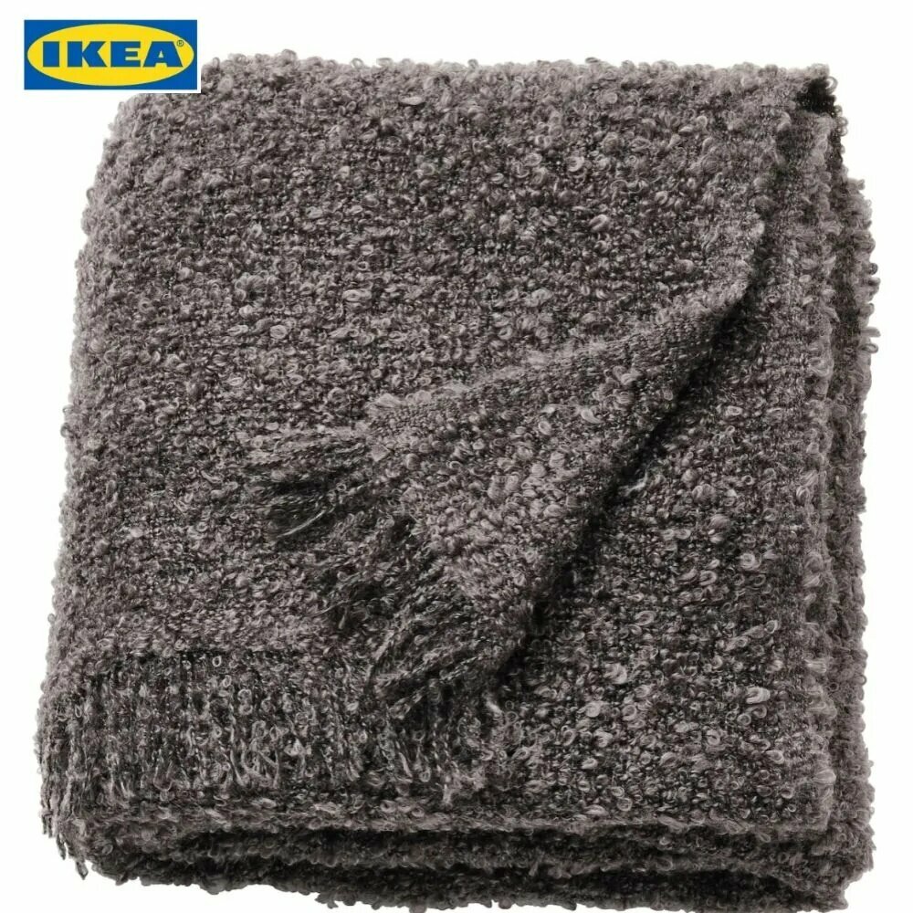 IKEA Плед вязаный, плюшевый , Полиэфирное волокно, 170 см х 130 см