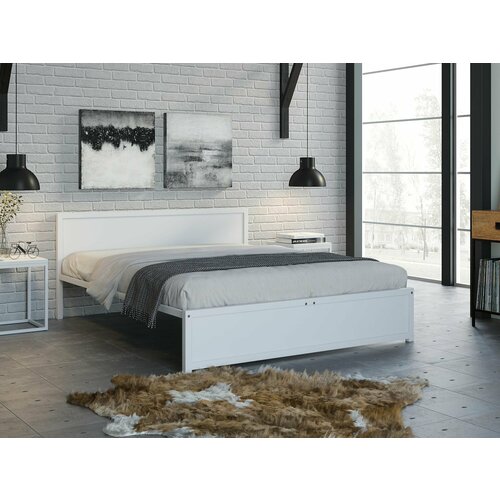 Кровать Титан Лофт 160 белый/дуб крафт белый