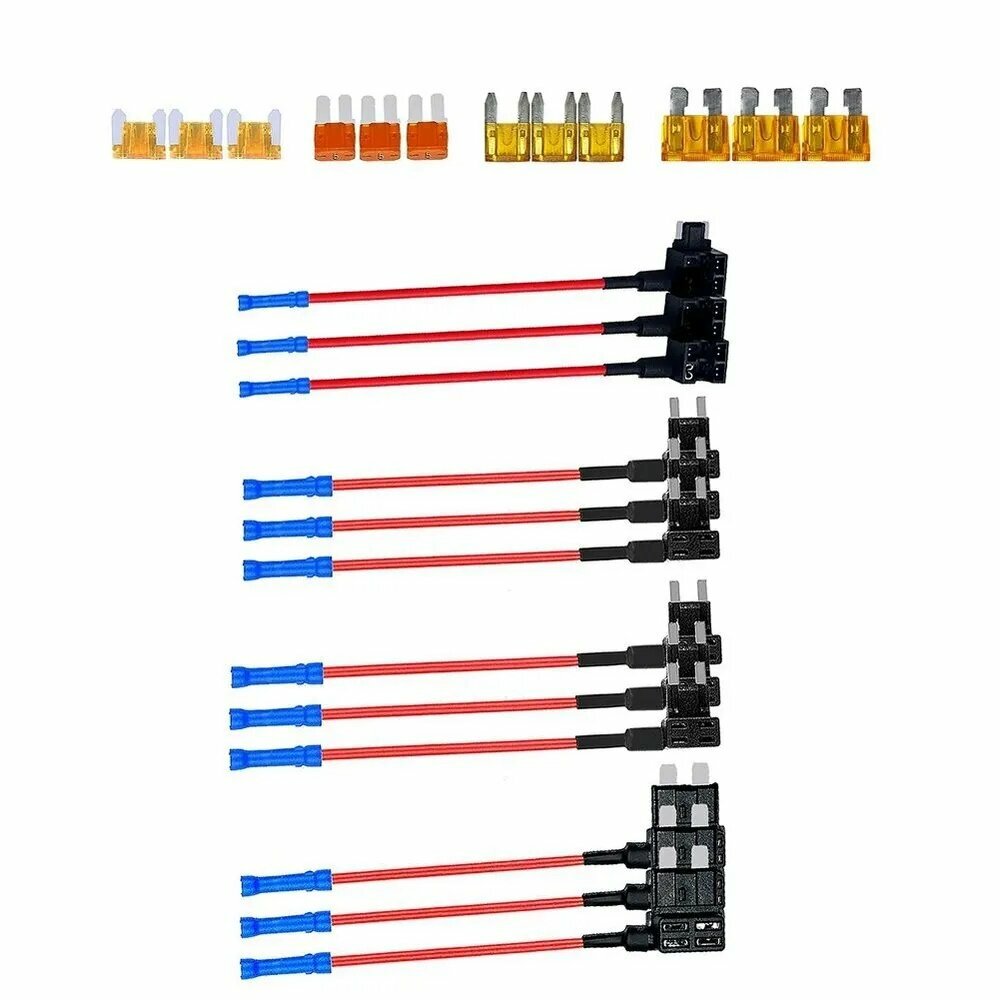 4 типа 12 В адаптера Add-A-Circuit и комплект предохранителей, держатель предохранителя с низкопрофильным АВР MICRO2 Mini ATC