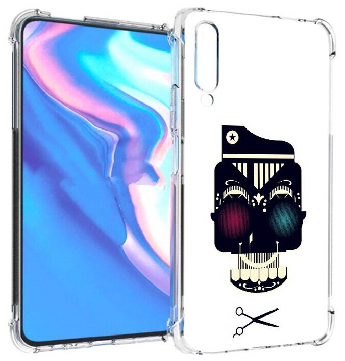 Чехол задняя-панель-накладка-бампер MyPads черно белый скелет с яркими глазами для Honor 9X Pro/Huawei Y9s/P Smart Pro 2019 противоударный